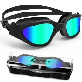 Hotsrace Swimming Goggles Polarized Swim Goggles Full Black With Golden Lenses