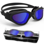 Hotsrace Swimming Goggles Black White With Silver Lenses