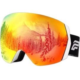 Skifox Otg Ski Goggles, Frameless Anti Fog Over Glasses Snowboard Goggles For Men Women And Youth Gift 100% Uv Protection