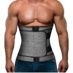 Mens Workout Waist Trainer Neoprene Corset Sauna Sweat Trimmer Cincher Slimming Belly With Belts (Gery Waist Trainer With Zipper, L)