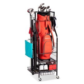 Fhxzh Golf Bag Storage Rack For Garage, Organizer Stand For Golf Accessories And Equipment, Golf Club, Shed, Basement