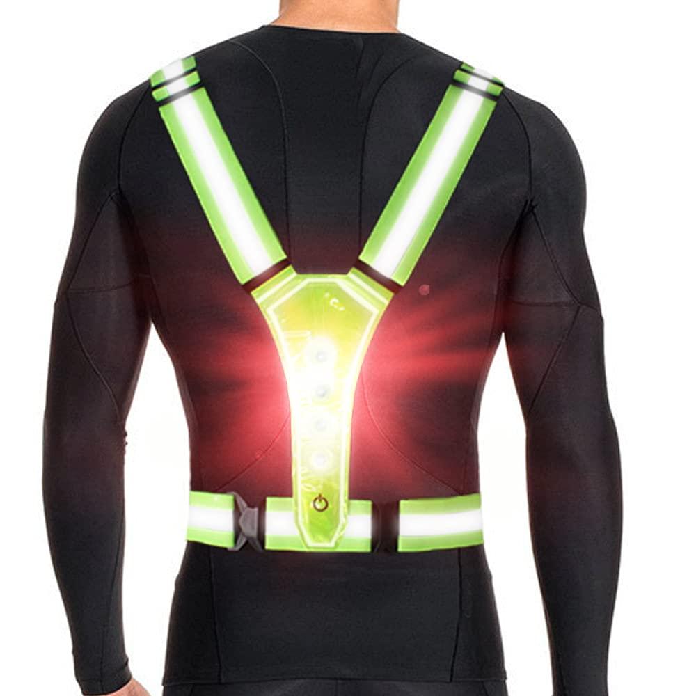 Led Reflective Running Vest, High Visibility Warning Lights For Runners, Adjustable Elastic Safety Gear Accessories For Menwomen Night Running, Walking, Cyclingbiking