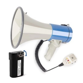 Mymealivos 50 Watt Megaphone Bullhorn Speaker With Siren, 240S Recording, Detachable Microphone & Strap