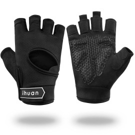 Ihuan New Breathable Workout Gloves For Women & Men - No More Sweaty & Full Palm Protection Gym Exercise, Fitness, Weightlifting, Pull-Ups, Deadlifting, Rowing