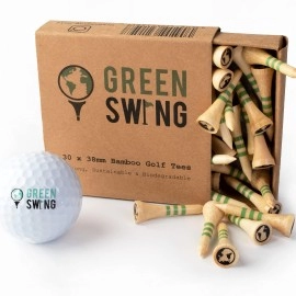 Green Swing Bamboo Golf Tees Strong Sustainable Biodegradable 30Pcs (38Mm 1 1/2