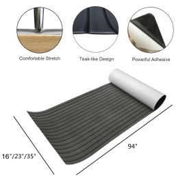 Kxkzren Self-Adhesive Eva Foam Decking Sheet Pad Anti-Skid Faux Teak Synthetic Yacht Marine Boat Flooring Mat Accessories, 94 X 16