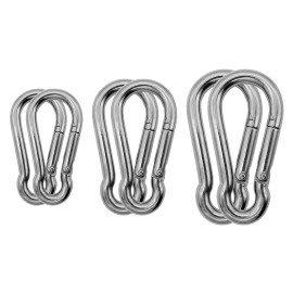 Outmate Marine Grade 316 Stainless Steel Carabiners -Heavy Duty, Durable & Rust-Free Clips For Gym, Swing, Dog Leashes, Hammocks, Keychains, And More(316,Mix Size,Pack Of 6)