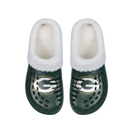 Green Bay Packers NFL Womens Sherpa Lined Glitter Clog - M