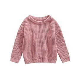 Autumn Winter Warm Outfits Baby Girl Cute Long Sleeve Knitted Sweater Pullover Top (Rose Pink,4-5T)