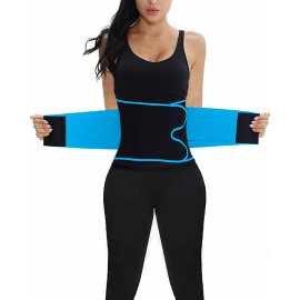 Siliteelon Sweat Waist Shaper Band, Waist Trainer Belt, Waist Trimmer Slimming Body Shaper Belt Plus Size (Blue 2X-3X)