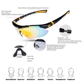 Polarized Cycling Sunglasses - Sports Glasses Eyewear for Men Women with 5 Interchangeable Lenses Rimless Frame