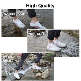 VBoo Waterproof Shoe Covers, Non-Slip Water Resistant Overshoes Silicone Rubber Rain Shoe Cover Outdoor cycling Protectors apply to Men, Women, Kids (Small, Pink)