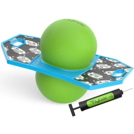 Flybar Pogo Trick Ball For Kids, Trick Bounce Board For Boys And Girls Ages 6+, Up To 160 Lbs, Includes Pump, Easy To Carry Handle, Durable Plastic Deck Indoor, Outdoor Toy Pogo Jumper (Robot)