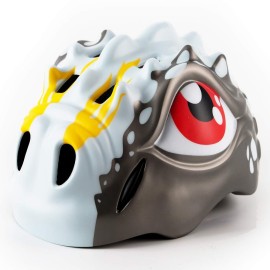 Kids Bike Helmet With Light, Dinosaur Helmet Adjustable For Toddler Children Boys & Girls, Multi Sports (White & Gray)