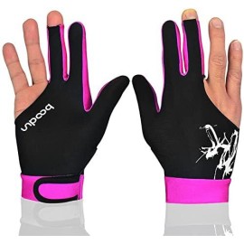 Man Woman Elastic 3 Fingers Show Gloves For Billiard Shooters Carom Pool Snooker Cue Sport - Wear On The Right Or Left Hand 1Pcs (Pink, L)