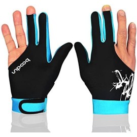 Man Woman Elastic 3 Fingers Show Gloves For Billiard Shooters Carom Pool Snooker Cue Sport - Wear On The Right Or Left Hand 1Pcs (Sky Blue, L)