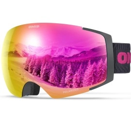 Omid Ski Goggles, V1 Polarized Anti-Fog Otg Snow Goggles, Magnetic Interchangeable Lens Frameless Snowboard Goggles With Uv Protection For Men Women Adult Youth