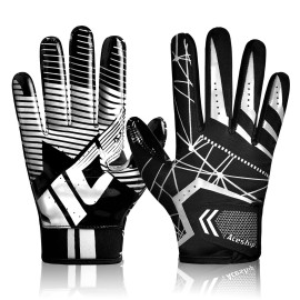 Aceship Football Gloves Adult Football Receiver Gloves,Enhanced Performance Football Gloves And High Grip Football Gloves For Adult And Kids (M Adult, White)