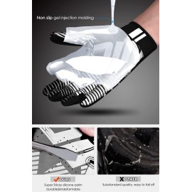 Aceship Football Gloves Adult Football Receiver Gloves,Enhanced Performance Football Gloves And High Grip Football Gloves For Adult And Kids (Xl Adult, White)