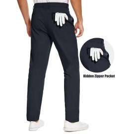 Specialmagic Mens Casual Pants Golf Pants Stretch Waist Zipper Pockets Tapered Pants Lightweight Clearance 30 Navy Blue