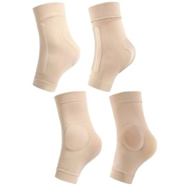 2 Pairs Padded Skate Socks Ankle Protector Ice Skating Boots Socks Skate Ankle Guards Ankle Sleeve Pad For Boots, Skates, Splints, Braces Beige