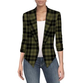 Womens Casual Work Office Open Front Blazer Jacket With Removable Shoulder Pads Jk1133X 11396 Blkoli 2X