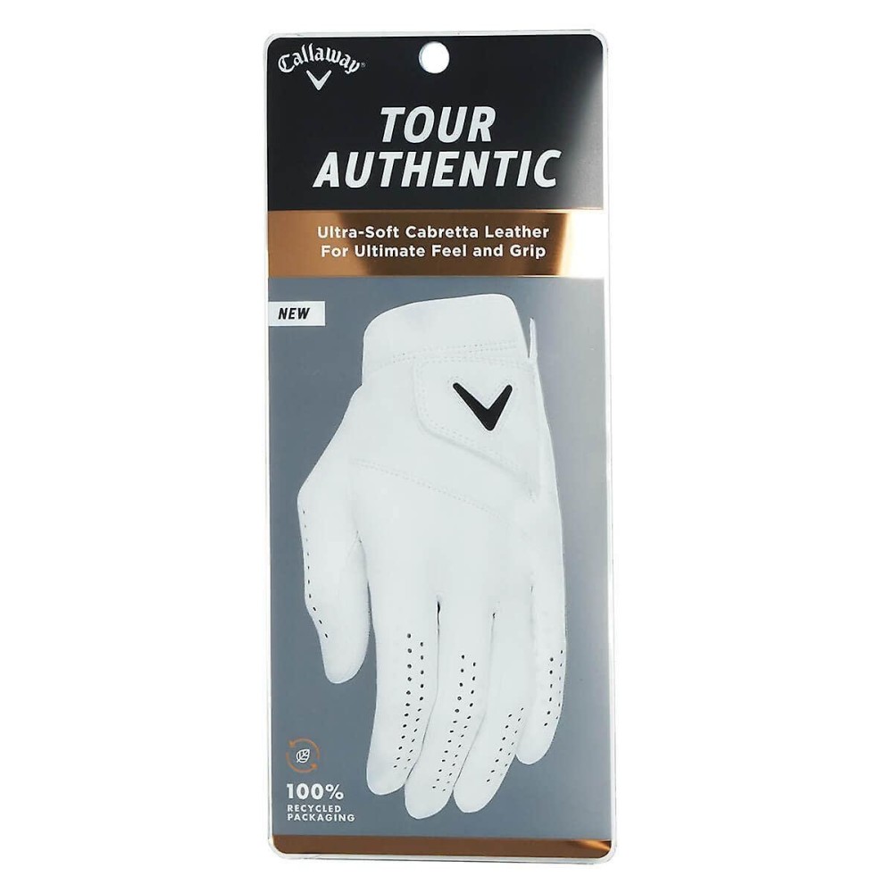 Callaway Golf 2022 Tour Authentic Glove (White, Standard Medium, Worn On Right Hand)