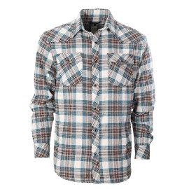 Gioberti Men 100% Cotton Western Flannel Plaid Shirt Wsnap-On Button, Creambluebrown, Xx-Large