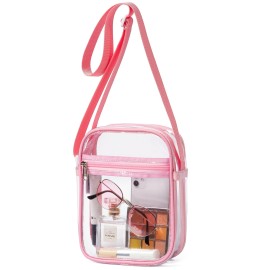 Vorspack Clear Bag Stadium Approved - Pvc Clear Purse Clear Crossbody Bag With Front Pocket For Concerts Sports Festivals - Pink