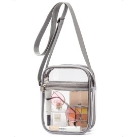 Vorspack Clear Bag Stadium Approved - Pvc Clear Purse Clear Crossbody Bag With Front Pocket For Concerts Sports Festivals - Grey
