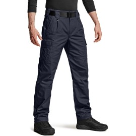 Cqr Mens Tactical Pants, Water Resistant Ripstop Cargo Pants, Lightweight Edc Hiking Work Pants, Outdoor Apparel, Duratex Ripstop Police Navy, 40W X 34L