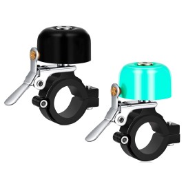 Greallthy Bike Bell Classic Brass Bicycle Bell for Bike Ring Bell with Loud Sound Bells for Road Mountain Bike Handlebars Adults (Black + Green: Small Handlebar Tube 22.2-25.4mm)