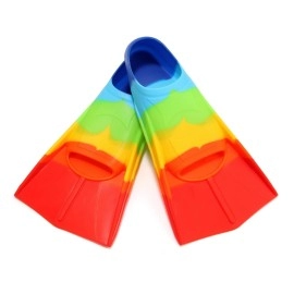 Foyinbet Kids Swim Fins,Short Youth Fins Swimming Flippers For Lap Swimming And Training For Child,Girls,Boys Rainbow Xxs