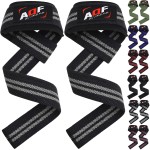 Aqf Weight Lifting Straps Neoprene Padded Wrist Support, Crossfit Training Hand Bar Straps Bodybuilding Powerlifting Fitness Exercise Grips (Black & Grey)