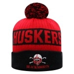 Top of the World NCAA Arctic Striped Cuffed Knit Pom Beanie Hat (Nebraska Cornhuskers/Blackshirts, One Size Fits Most)