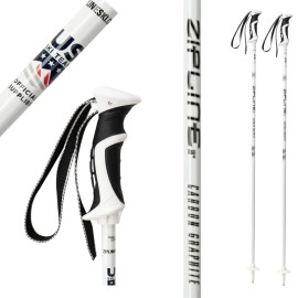 Ski Poles Graphite Carbon Composite - Zipline Lollipop Us Ski Team Official Supplier (White, 50 In127 Cm)