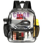 F-Color Clear Backpack Stadium Approved, Clear Mini Backpack With Adjustable Straps For Concert Sport Event, Waterproof See Through Backpack For Women Kids, Black