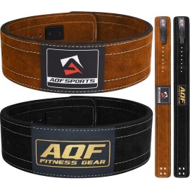 Aqf Leather Weight Lifting Belt Powerlifting Belt Back Support - 4A Wide X 10Mm Thick Lever Buckle Cowhide Leather Training Belt Suede Lining Black & Brown (Xxl, Brown)