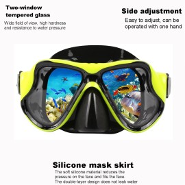 Snorkeling Gear For Adults Snorkel Mask Set Scuba Diving Mask Dry Snorkel Swimming Glasses Swim Dive Mask Nose Cover Youth Free Diving (Red+Yellow(2 Pack))