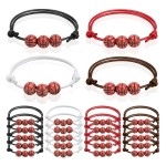 20 Pcs Basketball Party Favors Basketball Charm Bracelets Basketball Birthday Gifts Black Red White Brown Basketball Wristbands Adjustable Inspirational Sport Ball Bracelet for Teens Adults Team Basketball Party Supplies Decorations