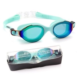 PoderLeo Swim Goggles,Anti Fog Swimming Goggles,UV Protection No Leaking Polarized Clear Goggles for Swimming Men Women Unisex Adult