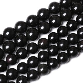 32Pcs 12Mm Aaa Natural Black Obsidian Stone Beads Gemstone Round Loose Beads For Jewelry Making Diy Bracelet Necklace 15 Inch