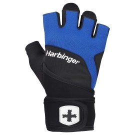 Harbinger Training Grip Wristwrap Weight Lifting Gloves, Unisex, X-Large, Blue