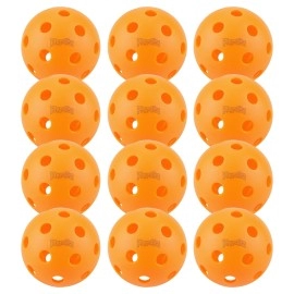 Physizz Pickleballs 12-Pack Indoor Pickleball Balls Usapa Approved Orange 26 Holes Pickle Ball With Storage Mesh Bag