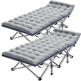 Aboron 2Pack Folding Camping Cots For Adults, Double Layer 1200D Cot For Sleeping, Heavy Duty Guest Bed Cot With Mattress, Carrying Bag, Home Guest Camping Office Vacation Nursing