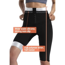 QZSH Sauna Pants Women Sweat Capris Slimming Leggings,Mesh Crotch,High Waist Workout Body Shaper Suits(TBH70031-07-M)