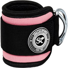 Skates Sports Ankle Straps For Cable Machines Attachment 1 Piece Neoprene Padded Double D-Ring Ankle Gym Cuff For Kickback Legs, Abs And Glute Exercise Men Women Fitness Workout (Single, Pink)