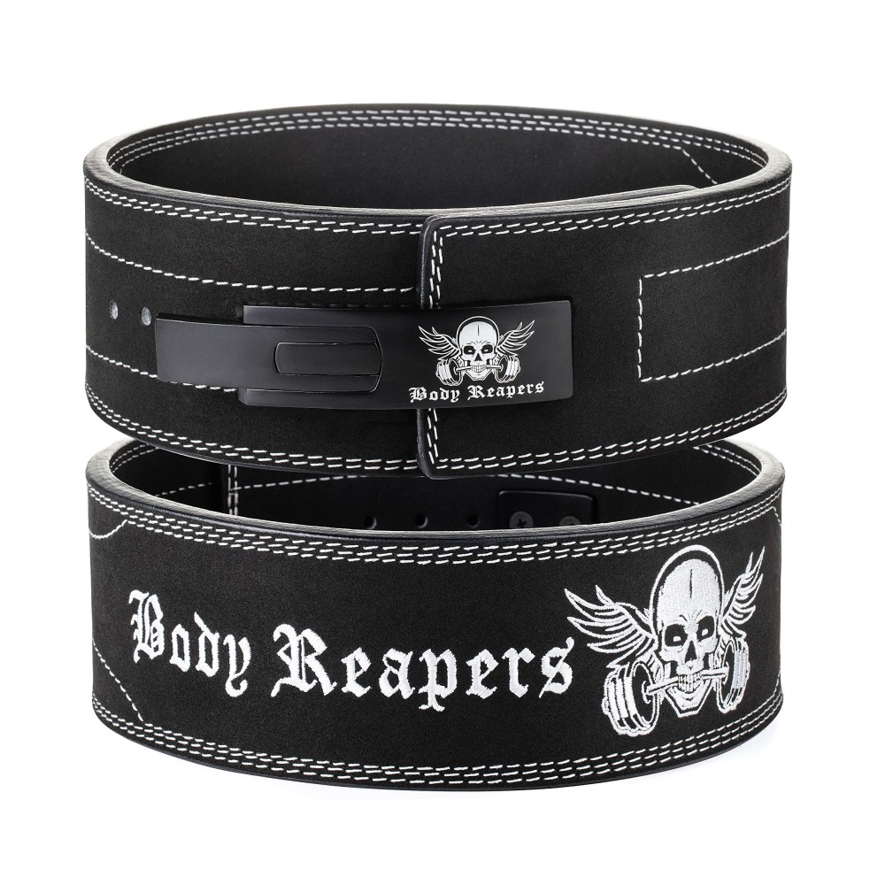 Bodyreapers Weight Lifting Belt For Men Women, Heavy Duty Lever Belt Weightlifting Belt Made Of Calfskin Leather 10Mm Thick, 4 Inch Wide - Powerlifting Belt For Back Support, Gym Fitness Training