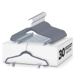 Zober Velvet Hangers With Clips - Pack Of 30 Metal Clip Hangers For Pants - Notched Grau Velvet Skirt Hangers For Pants, Skirts, Suits, Dresses Shirts W 360 Degree Hook - Non Slip Felt Hangers
