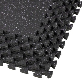 Xspec 12 Thick 48 Sq Ft (12 Tiles) Interlocking Rubber Top Eva Foam Exercise Mat Floor Tiles For Gyms, Fitness Rooms Durable Grip Protective Flooring, Blackpurple